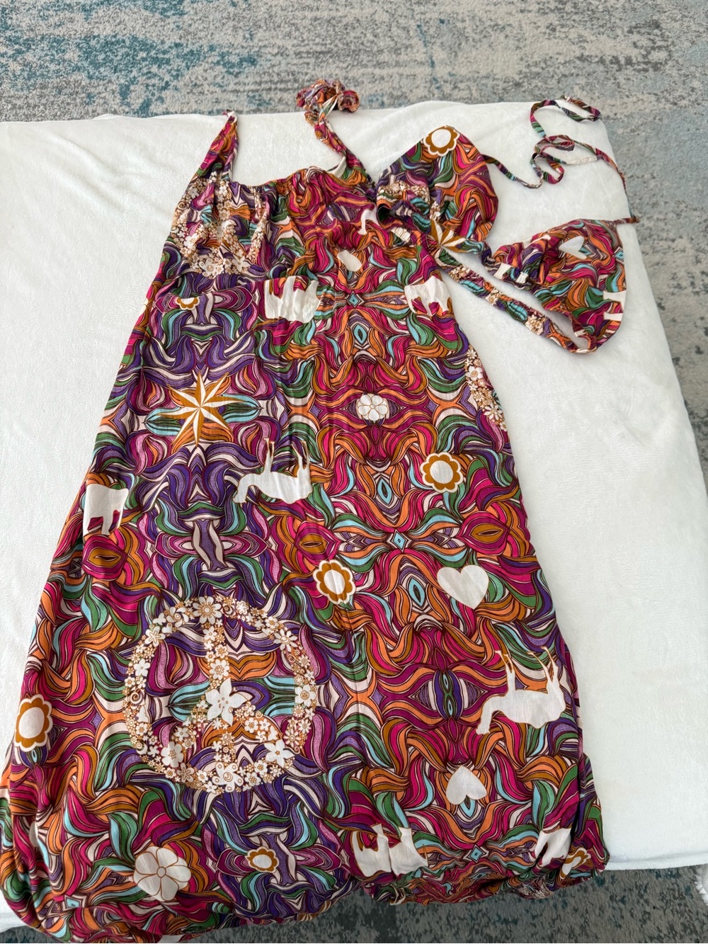 Farm Rio Maxi Halter Dress with Bra Top Size Small D75